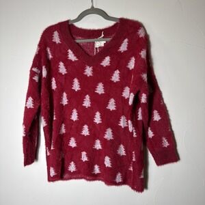 New Grace and Emma Sz Small Oversized Soft‎ Fuzzy Christmas Tree Sweater